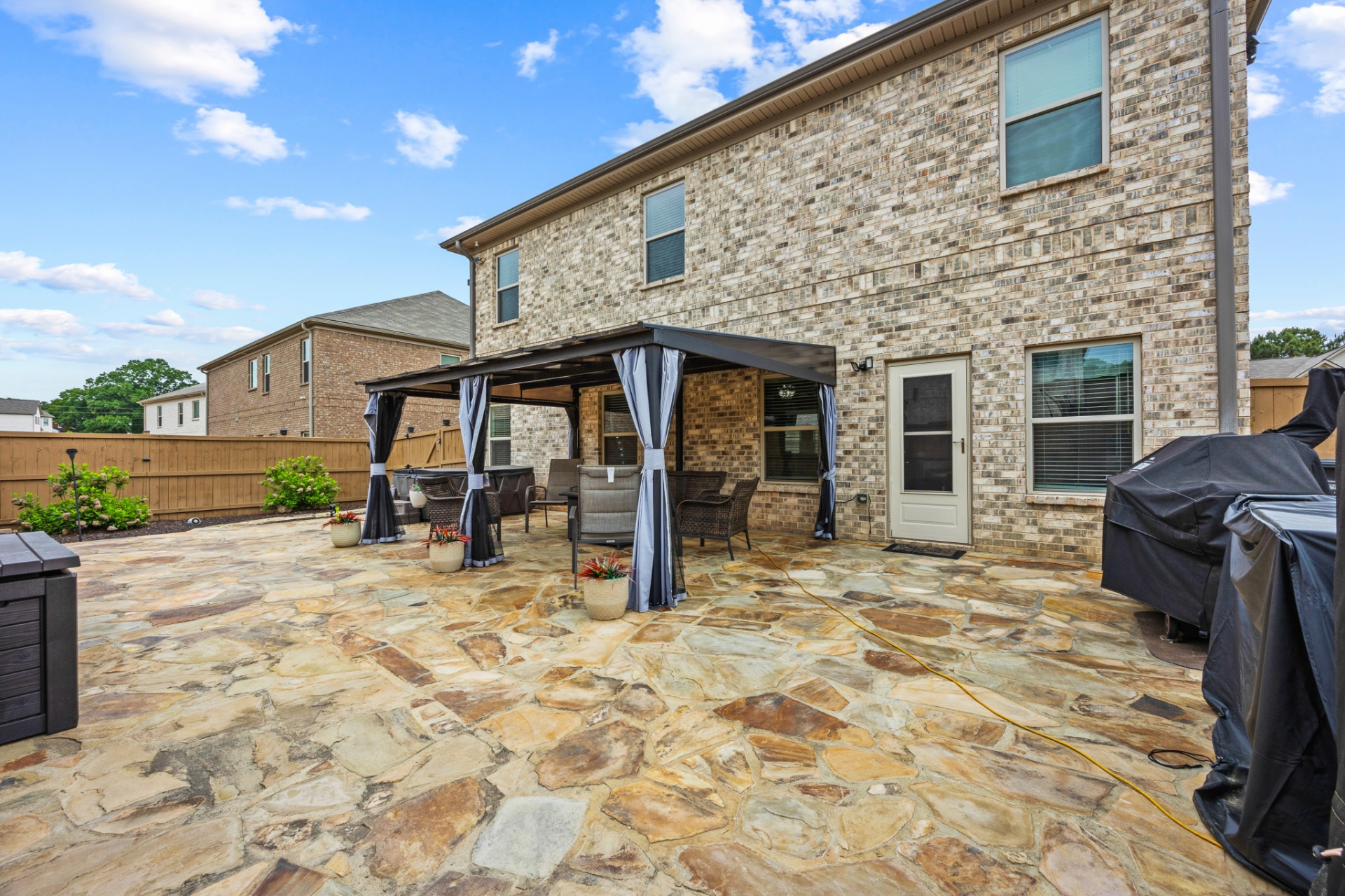 Flagstone patio and grill area